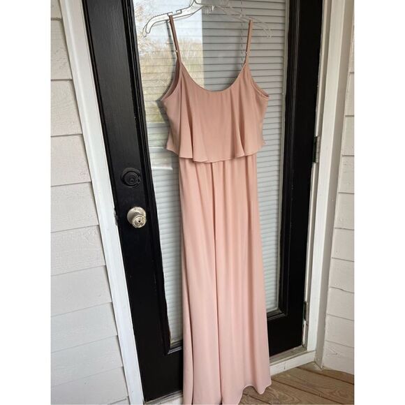 Show Me Your Mumu Caitlin Ruffle Maxi Dress/ Bridesmaid Blush Size L - Picture 9 of 9